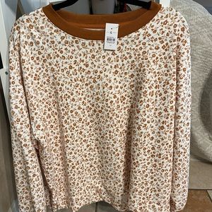Lou & Grey Floral Cozy Terry Crewneck Sweater size M